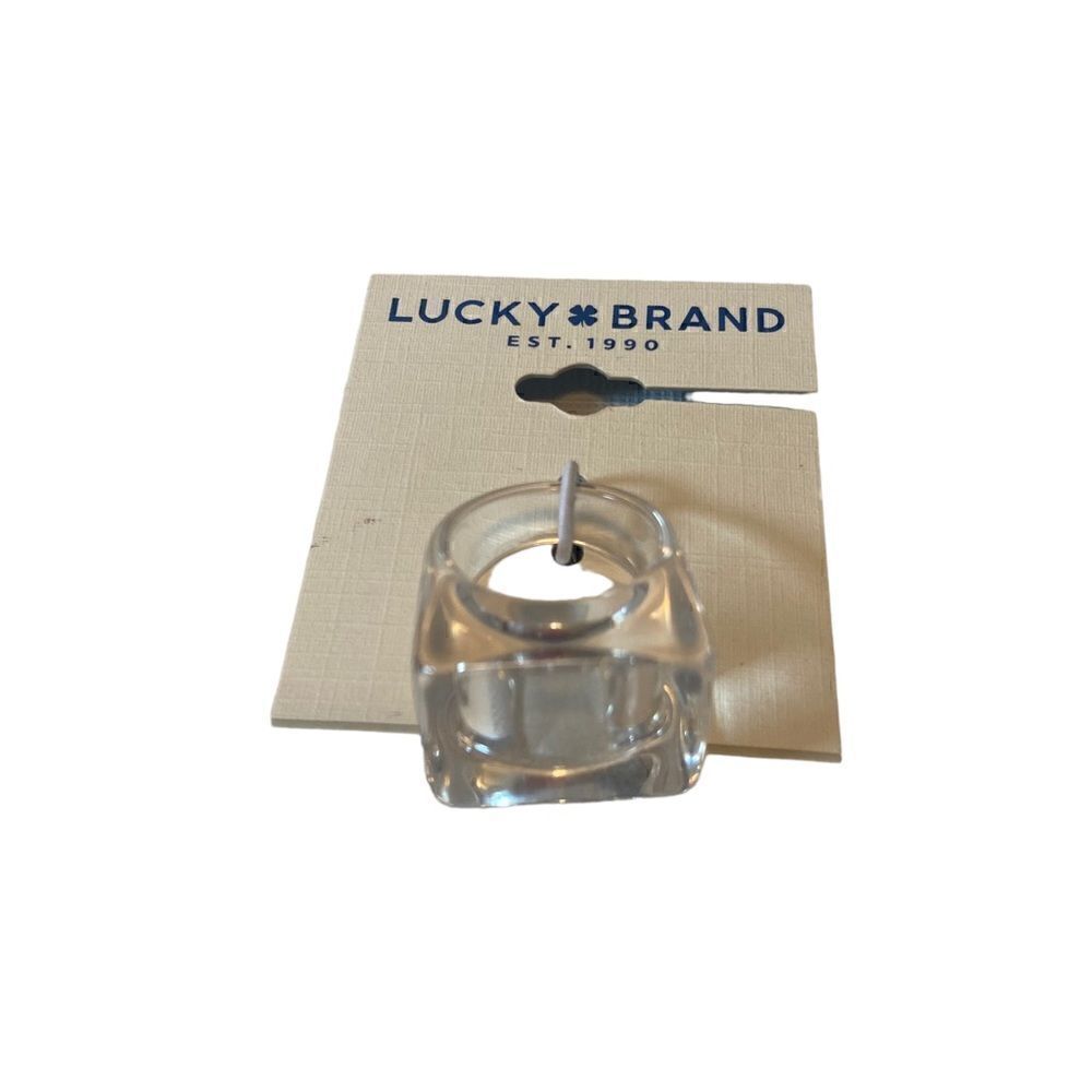 Lucky Brand Clear Signet Ring in Ladies Sz. 7
